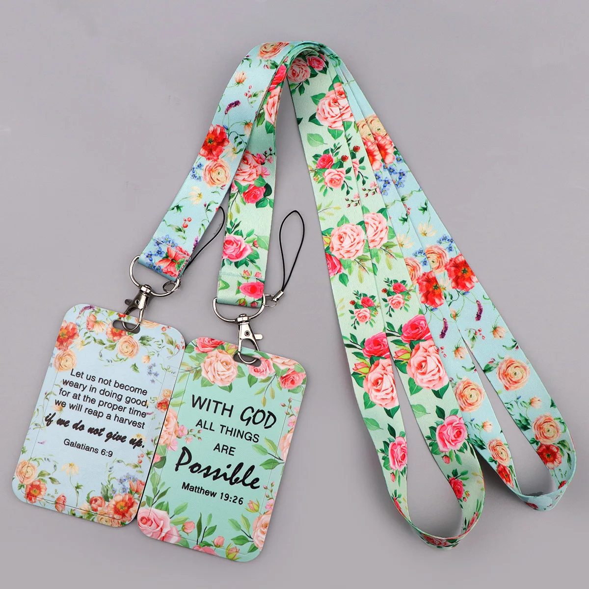 

Flower Quotes Lanyard for Keys ID Badge Holder Credit Card Student Phone Hanging Neck Strap Keychain Lariat Accessories