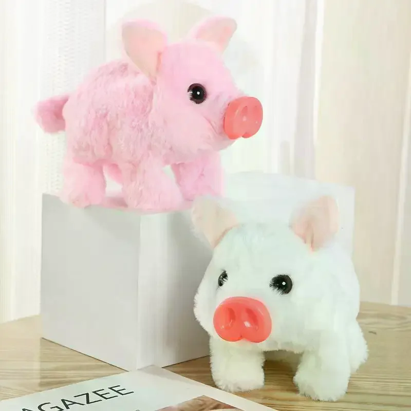 Giocattolo di maiale di peluche da passeggio elettrico con suono realistico di Oink e movimento oscillante, regalo di peluche interattivo per bambini