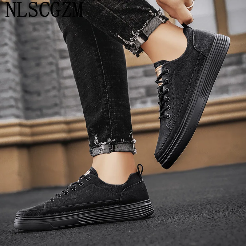 Casual Shoes for Men Luxury Brand Leather Shoes for Men Casuales Italiano Sneakers Luxury Fashion Shoes Men кроссвки мужкие лето