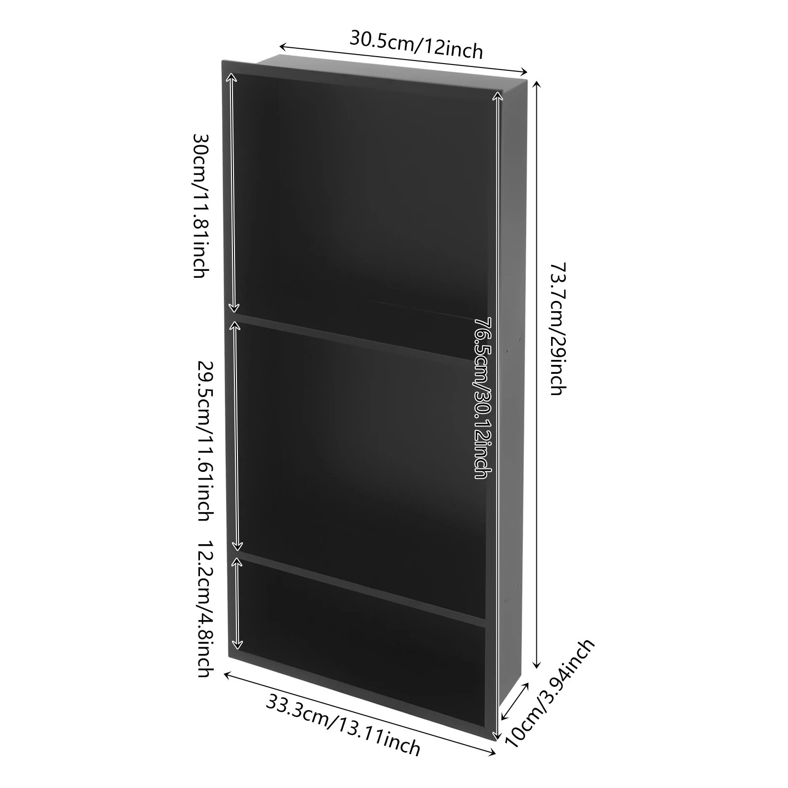 

30.12*13.11" Black Recessed Shower Storage Shelf, Bathroom Shelf Organizer, 304 SS Bathroom Shower Shelf For Bathrooms, Offices