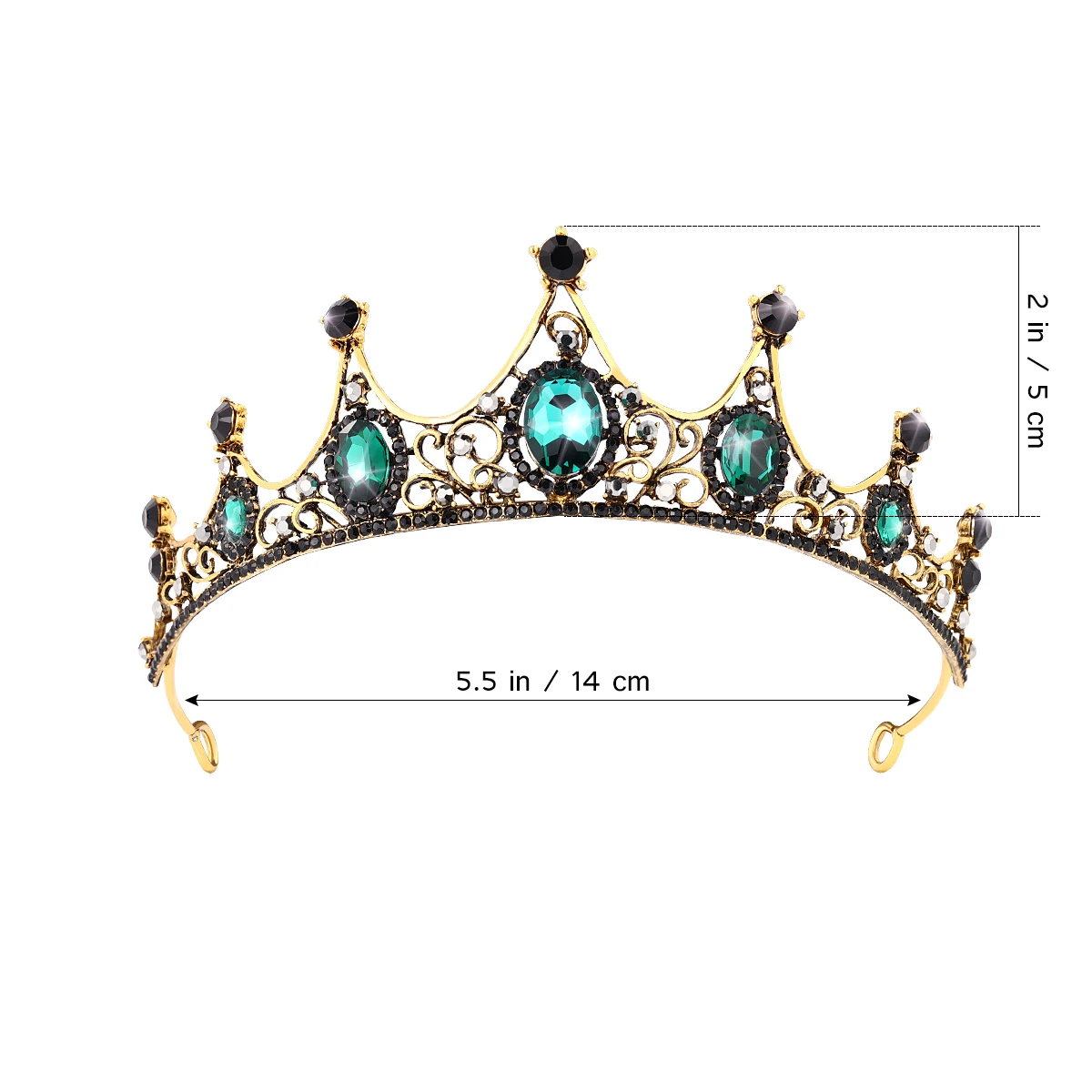 

Alloy Green Diamond Small Crown Tiara Elegant Bridal Wedding Hair Hoop Vintage Crowns Accessories Lightweight Durable Crystal