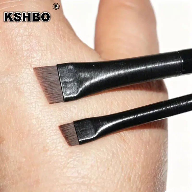 KSHBO-Brow Contour Brush para Mulheres, Portátil, Pequeno, Angulado, Sobrancelha, Delineador, Forro, Maquiagem, Ferramentas Cosméticas, 2Pcs Set