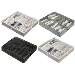 Foldable Under Bed Shoe Storage Organizer Dustproof Non Woven Storage Box with Clear Window Space Saving Shoes Organizer