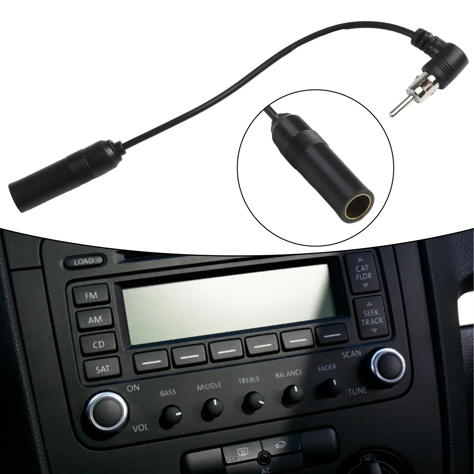 1pcCar Stereo Audio Radio Antenna Adapter Vehicle AM/FM Radio Aerial Extension Plastic Metal Direct Installation 200mm New Black