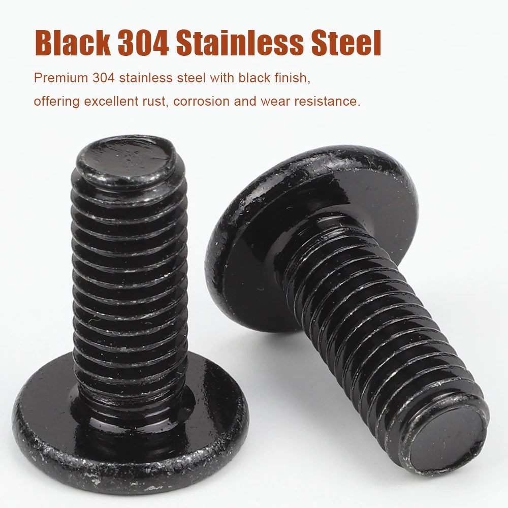 Black 304 Stainless Steel Allen Ultra Thin Super Low Flat Wafer Head Screw M2 M2.5 M3-M12 Hexagon Socket Flat Head Screws Bolt