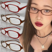 Y2K Black Red Square Frame Glasses Women Retro Anti-blue Light Eyeglasses Harajuku Reading Spectacle Eyewears Female Goggles