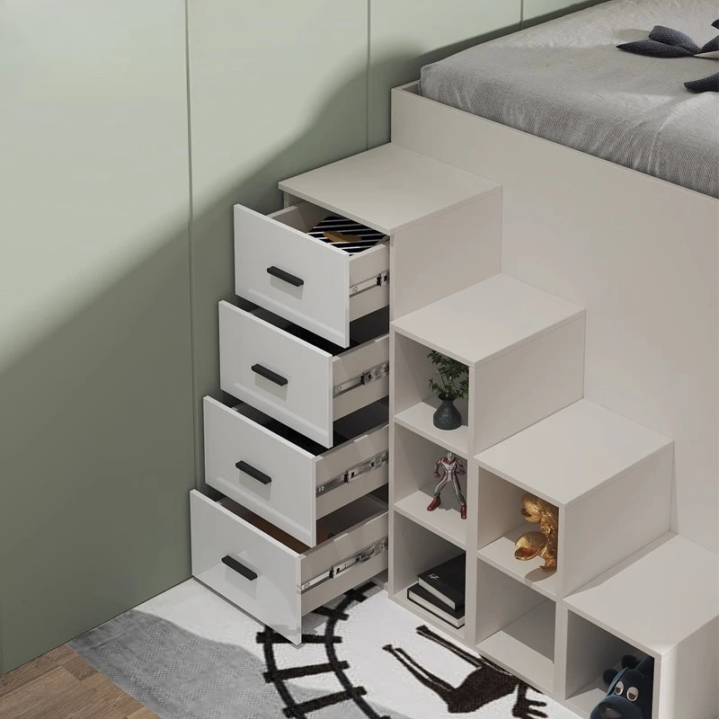 

Modern simple multi-functional children's bed with locker bed small apartment cloakroom half-height bed integrated combination 3