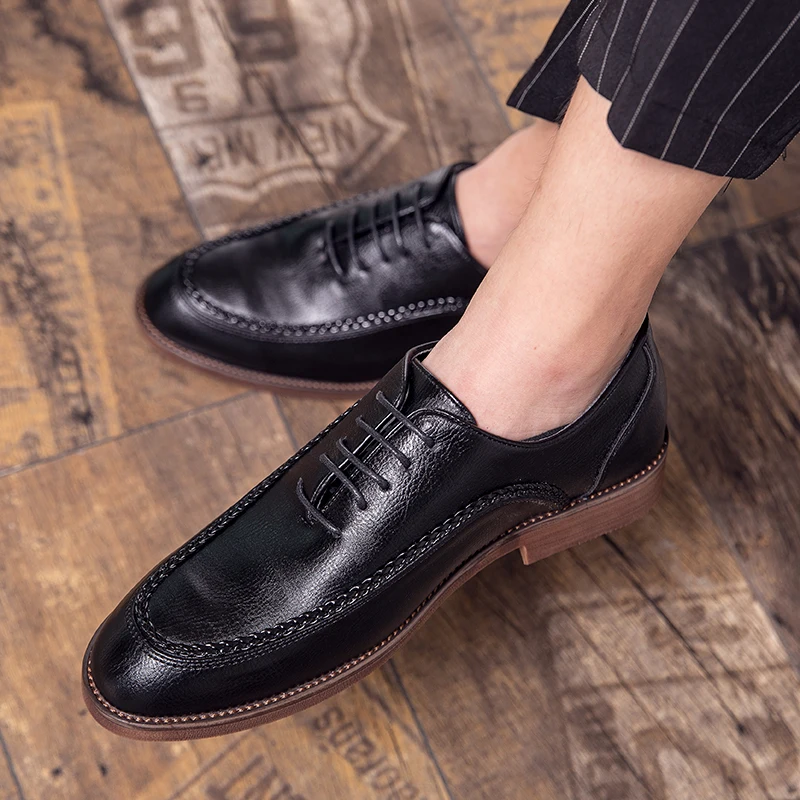 

Leather shoes Men's formal business senior casual wedding groom suit comfortable soft-soled commuter interview shoes