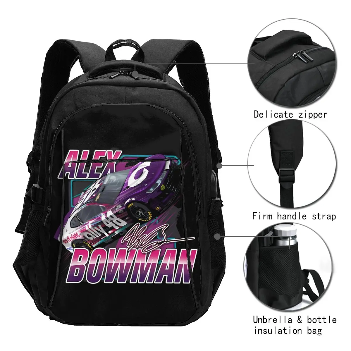 Alex Bowman 48 Travel Laptop Backpack, Business Water Resistant Laptop Backpack with USB Charging Port College Bag for Men Women