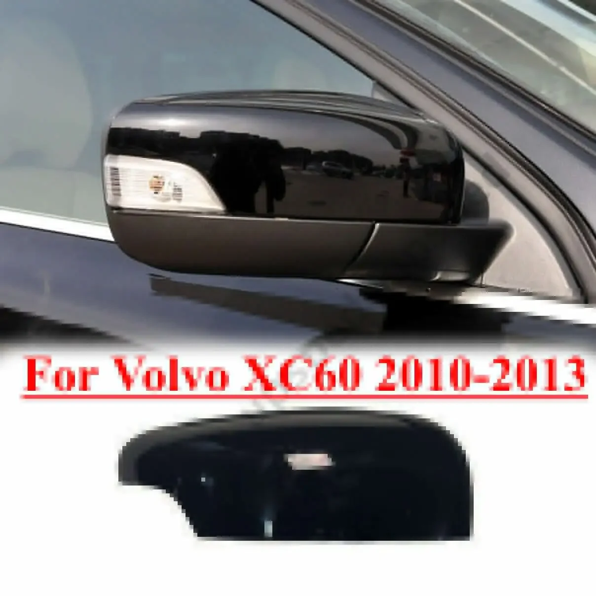 Black Right Passenger Side Rearview Mirror Cap Cover For Volvo XC60 2010-2013