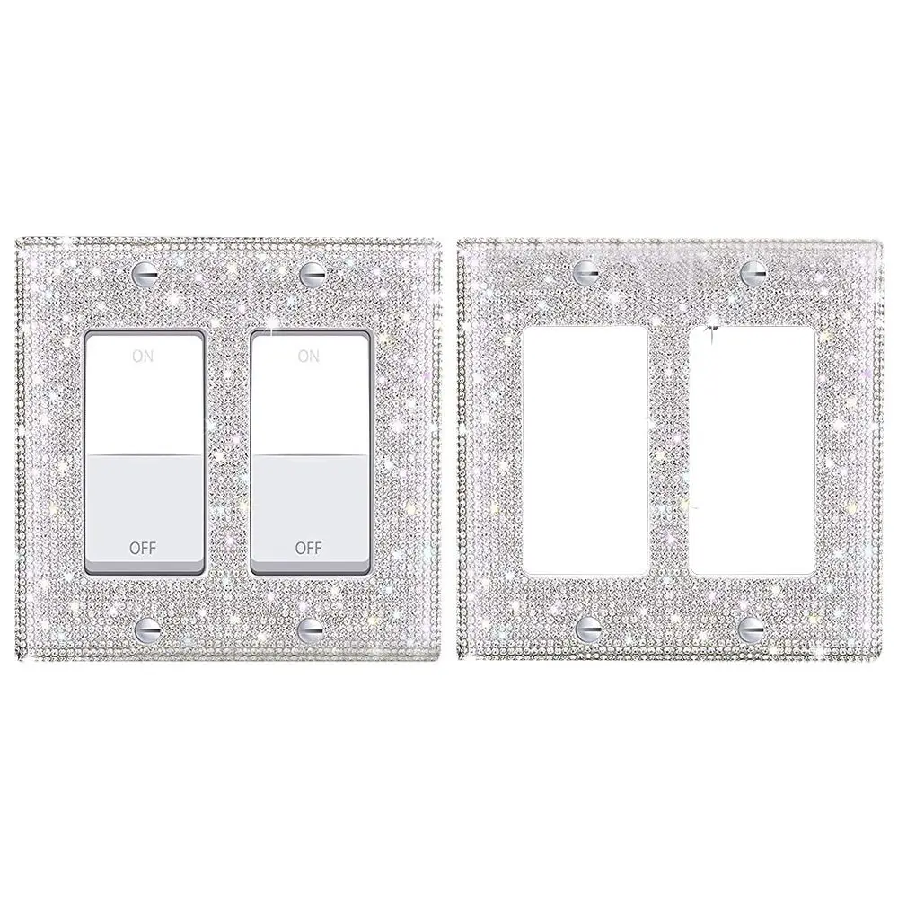 US Standard Elegant Home Decoration Crystal Rhinestones  Frame Wall Plate Cover Switch Panel Sticker Bling Plug Outlet