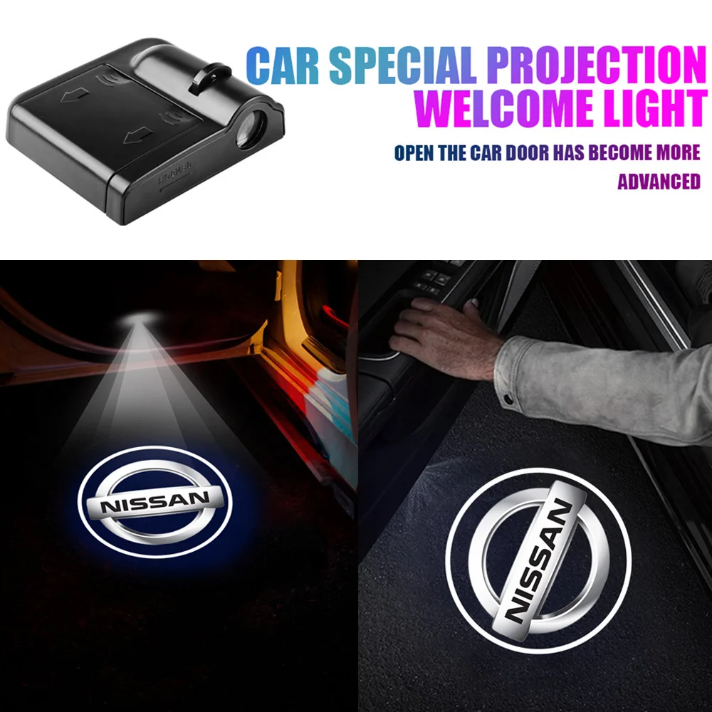 1/2Pcs Car Wireless HD Projector Light Car Door Welcome Lamps For Nissan Qashqai J10 J11 Juke Micra X-trail Sentra Patrol Tiida