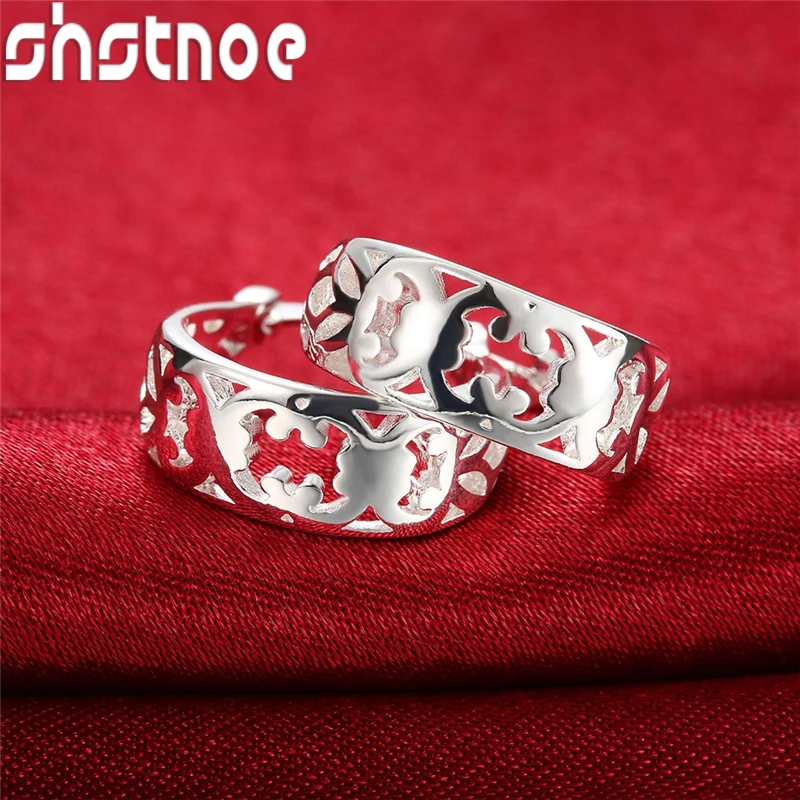 Stylish 925 Sterling Silver Openwork Floral Clip Earrings Without Pierced Ears  Party Weddings Delicate Piece Jewelry Gift