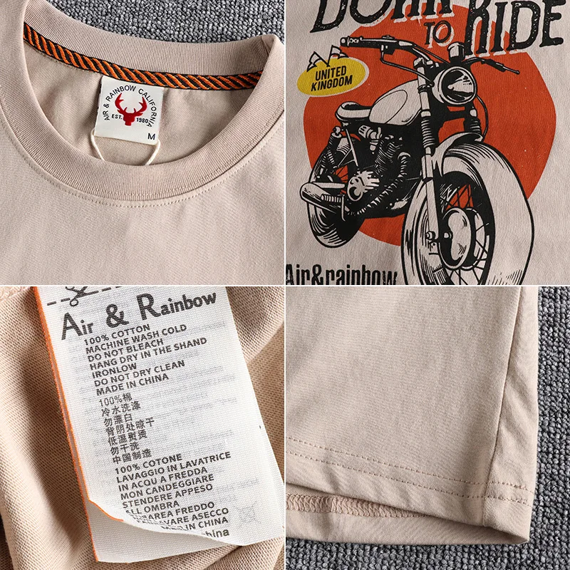 Camiseta de manga corta con cuello redondo para hombre, camisa con estampado de águila, 100% algodón, informal, lavado