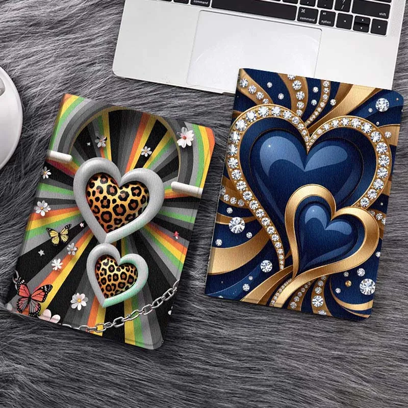 

Cartoon Leopard Heart Chain Tablet Case For iPad Pro Air 5th 6th 7th 13 M3 M4 M5 12.9 13.3 inch 2018 2022 2024 2025