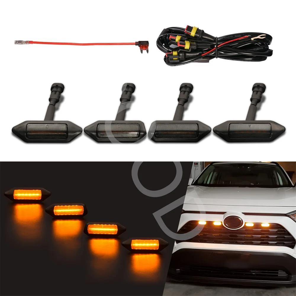 

Поп автозапчасти грили светодиодные подходят для Toyota Rav4 2019 2020 2021, сигнальные светодиодные фонари