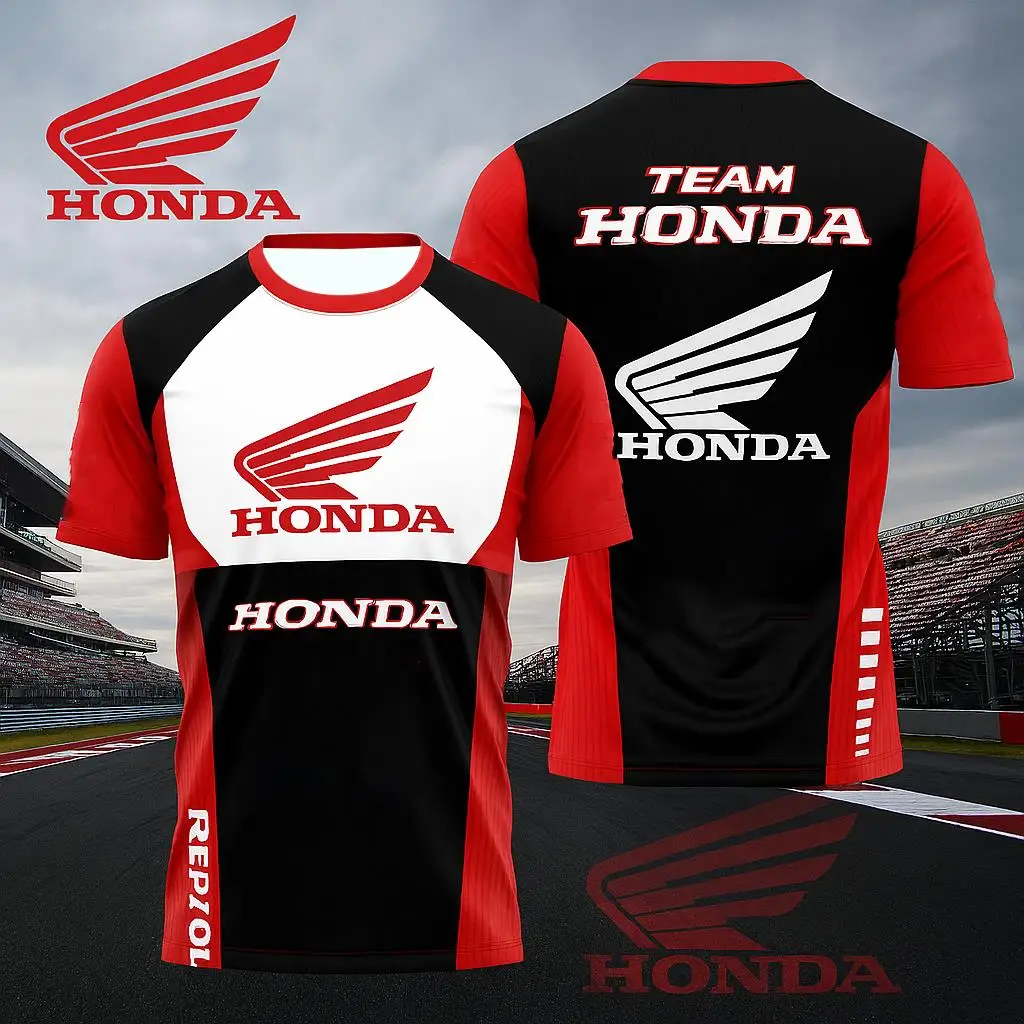

Men's Honda Racing Motorcycle T-shirt Quick Dry Lightweight Short Sleeve Jersey Sportswear For Outdoor Riding And Biking