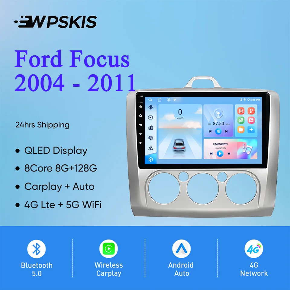 

8Core Android 14.0 8G Ram For Ford Focus 2004 - 2011 Autoradio PC Tablet Music A/V Multimedia HU Head Unit GPS Navi CarPlay Auto