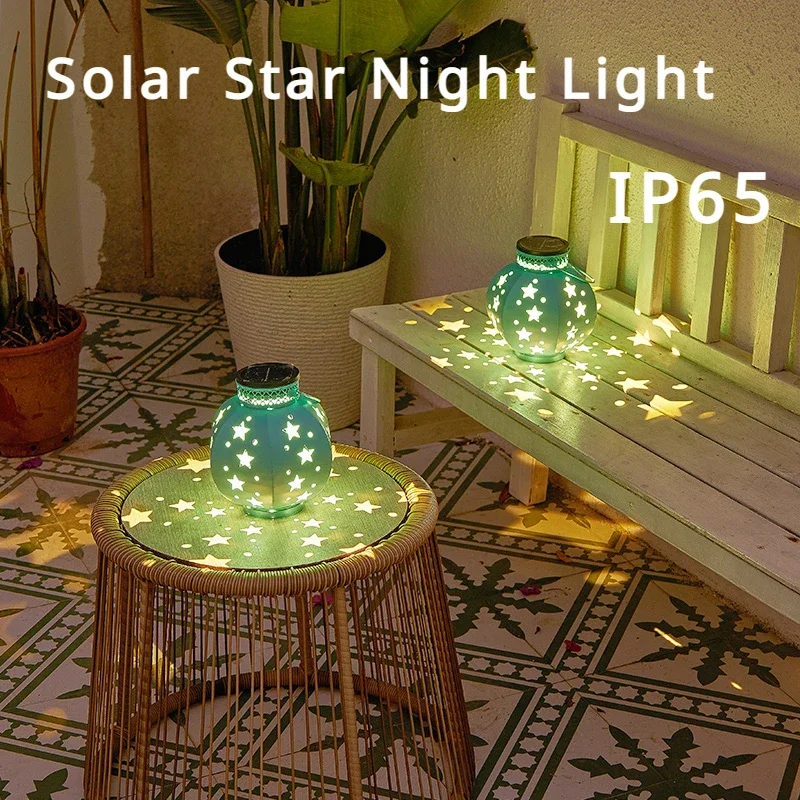 

Outdoor Solar Star Multi-color Night Light, Courtyard Garden LED Lawn Decorative Light, Iron Five Pointed Star Light and Shadow