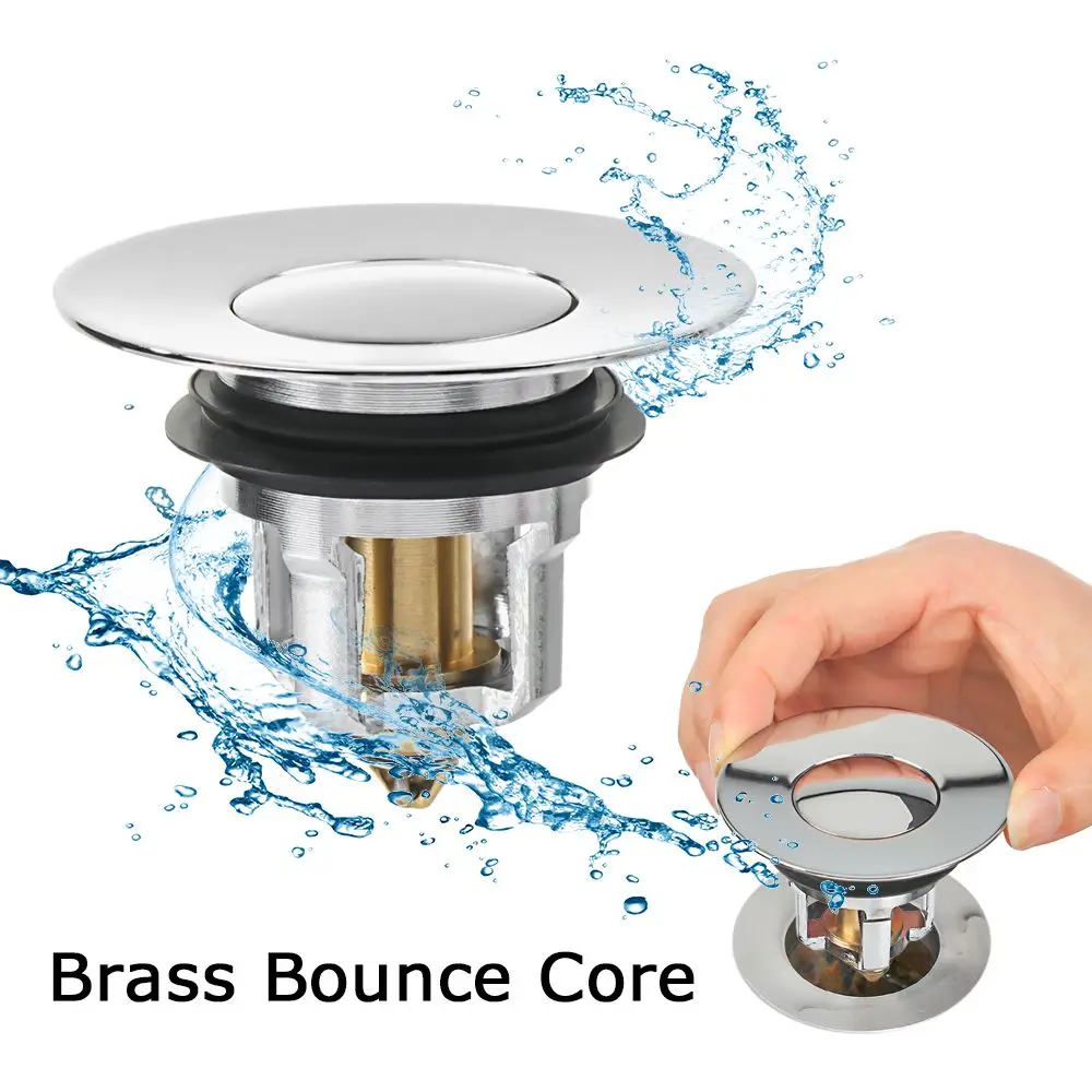 New Wash Basin Drainer Bounce Core Hair Catcher Universal Pop-up Drain Filter Stainless Steel Copper Sink Strainer Plug