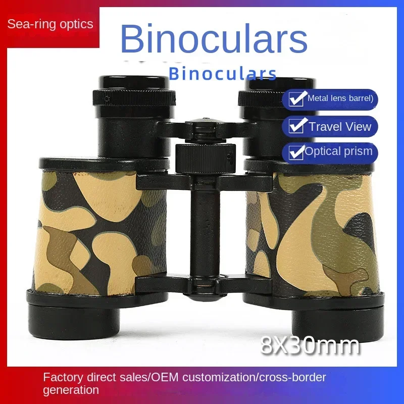 8x30 Metal Binoculars Low Light Night Vision Outdoor Camping Hiking Mountain View High Definition Telescope