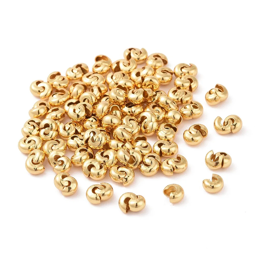 20pcs 304 Stainless Steel Round Covers Crimp End Beads Stopper Spacer Beads For DIY Jewelry Making Accessories