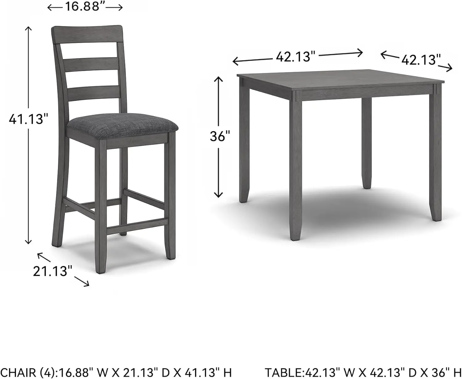 Customizable Bridson 5 Piece Counter Height Dining Room Set, Includes Table & 4 Bar Stools, Gray