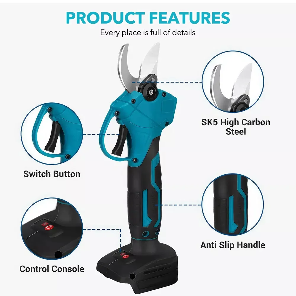 Borstelloze elektrische snoeischaar Tuingereedschap Batterij Snoeischaar Snoerloze elektrische tuinschaar Fruitboom Fit Makita 18V batterij