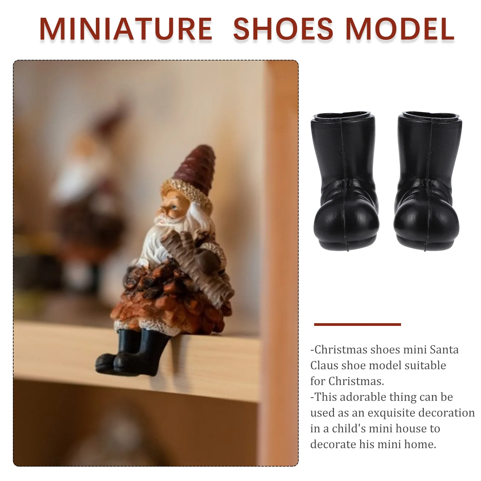 5 pares de Mini botas, microescena en miniatura, Papá Noel, zapatos de Navidad de plástico, adornos