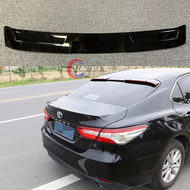 لتويوتا كامري 2018 19 20 21 22 الخلفي الجذع نافذة سقف المفسد أجنحة ABS البلاستيك الأسود الكربون سيارة الضبط الخارجي اكسسوارات