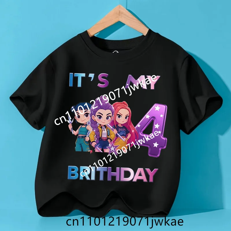 

Summer Short Sleeve Kid Clothes Boutique Kpop Demon Hunters Number 3-9 T-shirt Kawaii Rumy Birthday Tops Party Wear Girls Tee