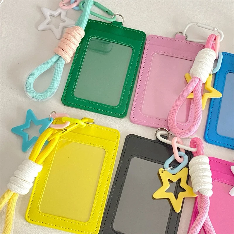 Cute Candy Color Card Set Colorful Woven Rope Keychain Card Fashion Bus Card