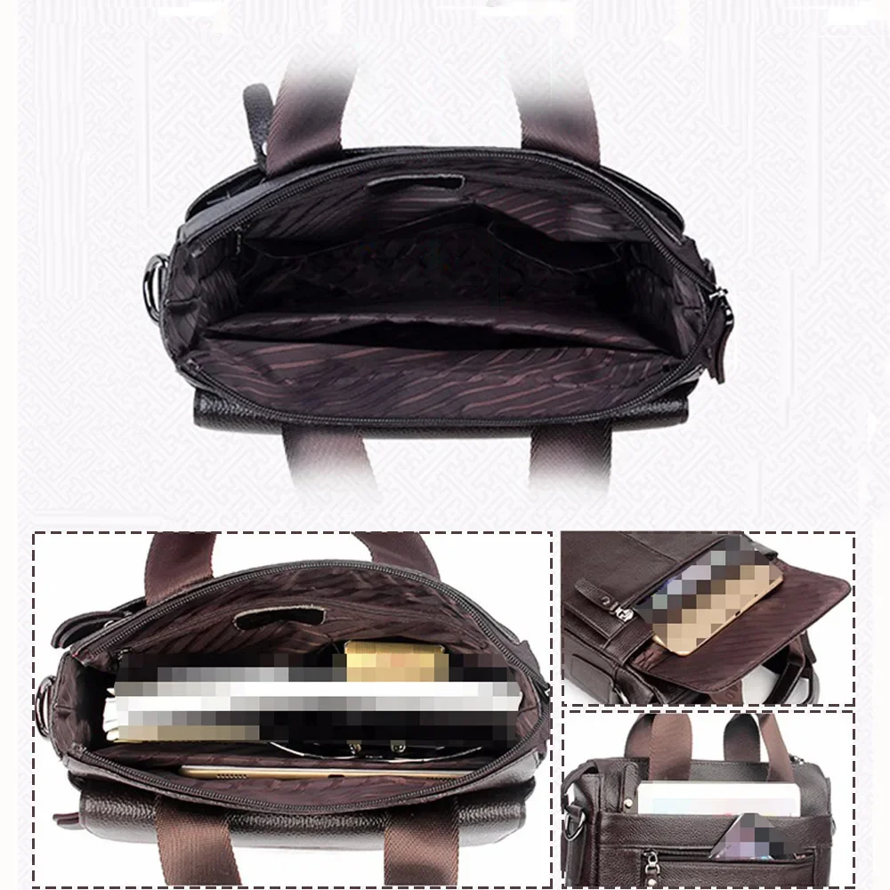 Bolso de mano con asa superior para hombre, Maletín de negocios de cuero genuino, bolso de hombro cruzado