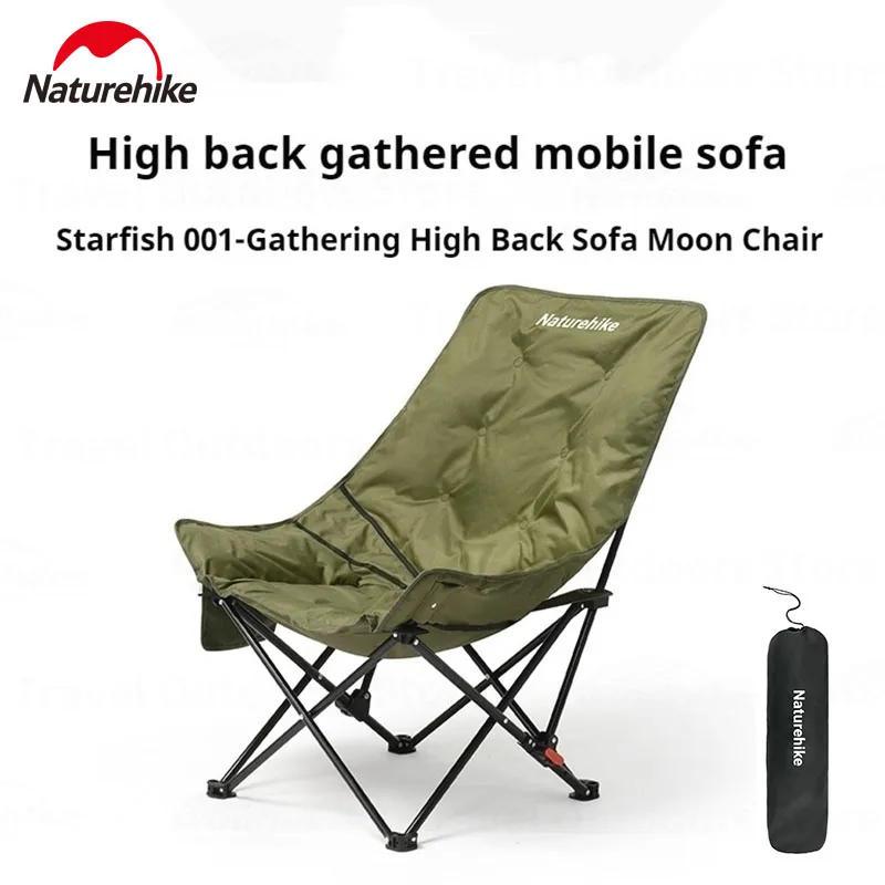 Naturehike Folding Chair Portable Bearing 120KG Outdoor Lightweight Moon Chair for Travel Camping Fishing Picnic High Back Chair