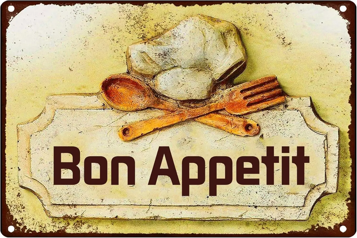 Bon Appetit Metal Tin Sign Vintage French Chef Plaque Wall Tin Sign For Garden Kitchen Pub Home Bar Bistro Wall Art Decor Gifts