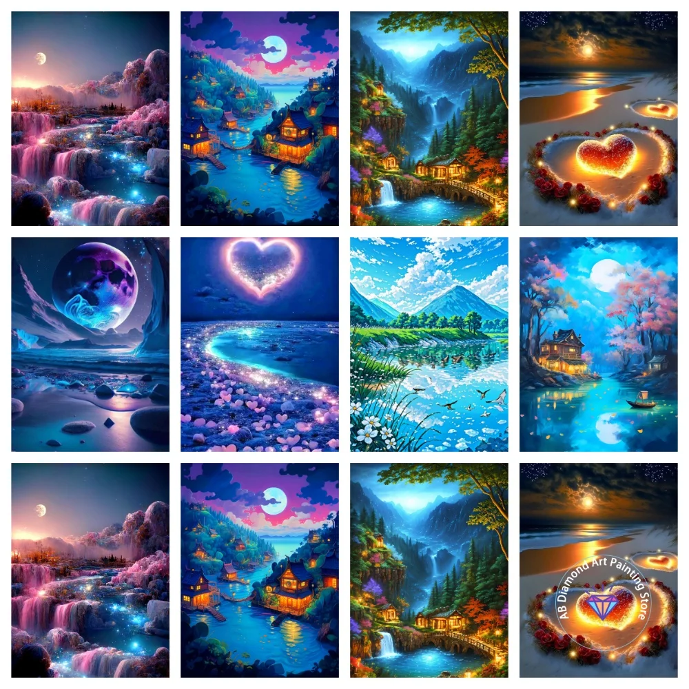 

Lake AB Diamond Painting Kit Square Round Diamond 5D DIY Sea View Cross Embroidery Handmade Art Adult Exquisite Gift Home Decor