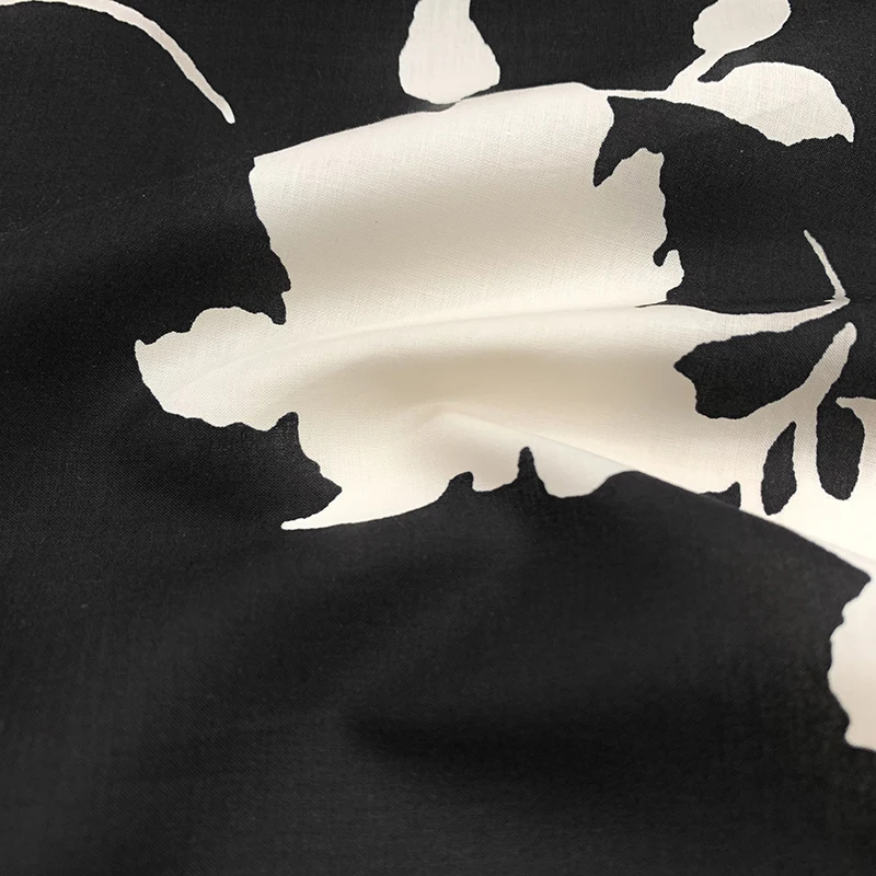 حبر أسود أبيض مطبوع 100% نسيج القطن الراقية الصينية المائية نمط قميص فستان موضة الملابس مصمم النسيج #2