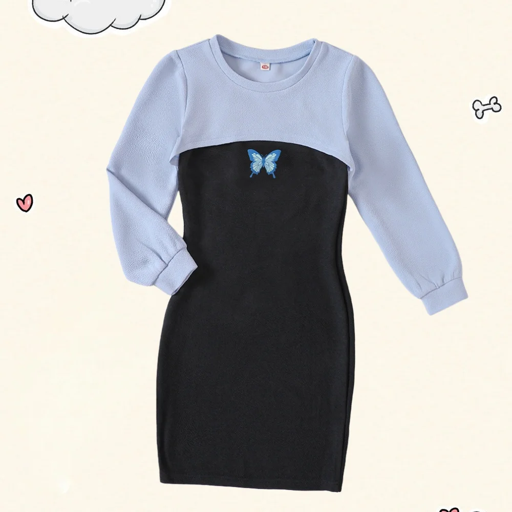 

2025 Girls' Teenager Autumn Outfit 2 Pcs Set Sleeveless Skirt with Long Sleeve Shirt Junior Clothes Children Clothing For 2-7Y
