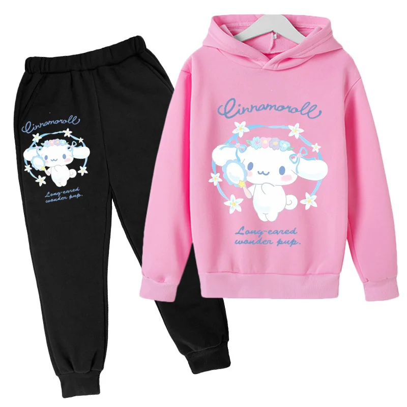 Kids Hot Selling Spring and Autumn Cinnamoroll Hoodies Boys and Girl Hoodies Two-Piece Set 3-12 Year Old Kids Casual Sports Set