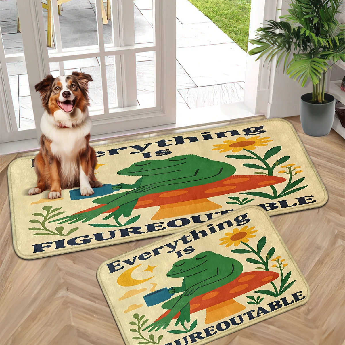 Cute Pet Fun Mat Set, Green Frog Carrot Door Mat, Vintage Coconut Chicken Mat, Realistic Hamster Runner, Soft Pig Bath Mat.