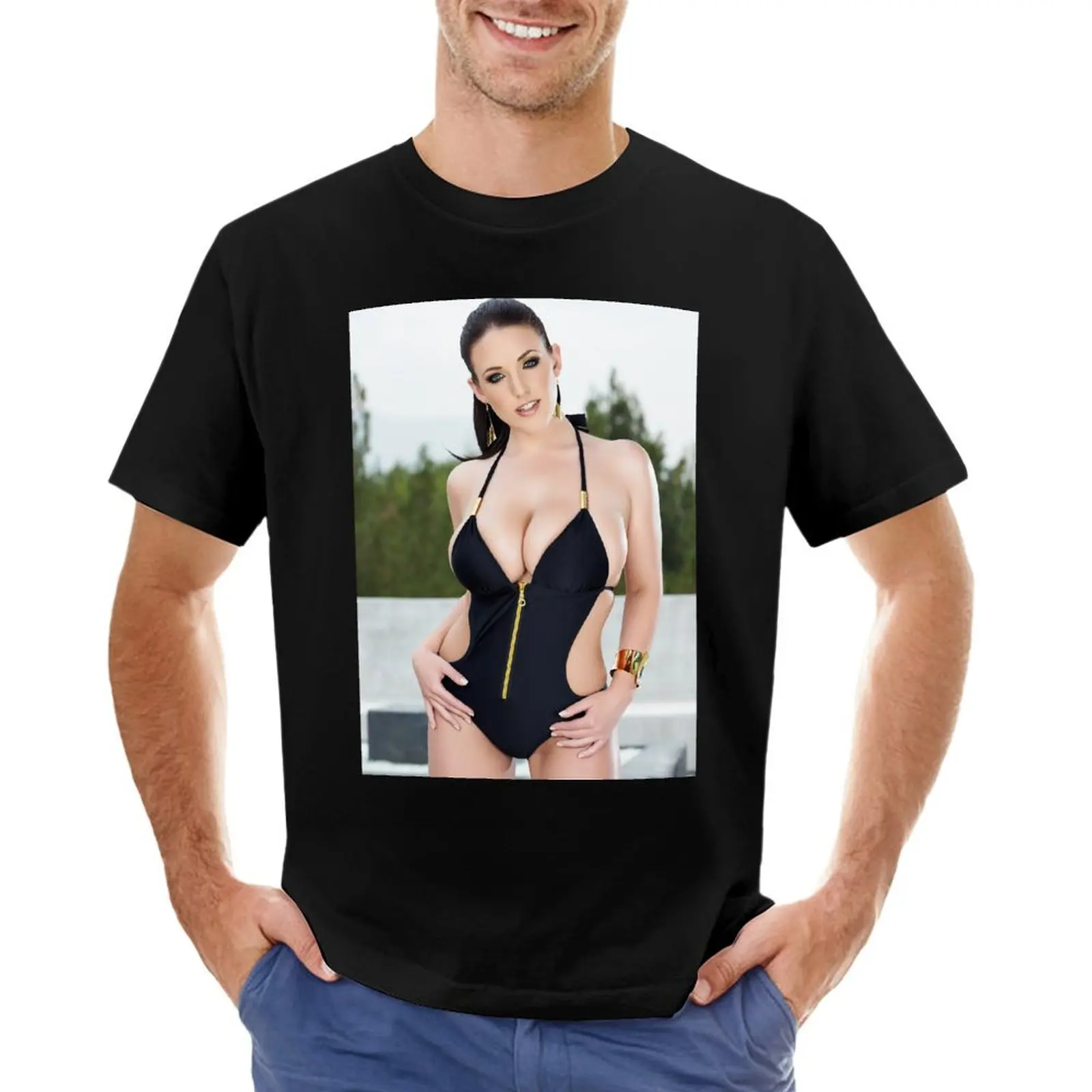 Camiseta blanca Angela para hombre, camiseta de verano sublime