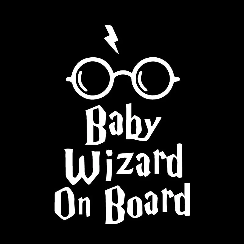 Baby Wizard on Board Car Decoration Sticker Stickers Motorcycle Cute Exterior Parts Decals Sunscreen and Waterproof PVC,15cm