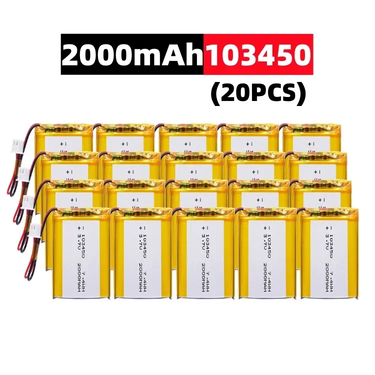 103450 3.7 V 2000 mAh Polymeer Lithium Oplaadbare Batterij jst PH 2.0mm 2pin plug voor Camera GPS navigator MP5 Bluetooth Headset - afbeelding 1