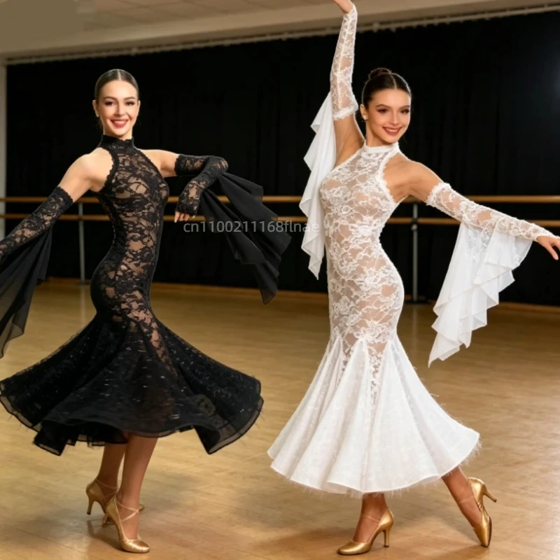 Women's Modern Dance Dress Competition National Standard Performance Dress Eight Piece Double Layer Big Swing Waltz Dance Dress