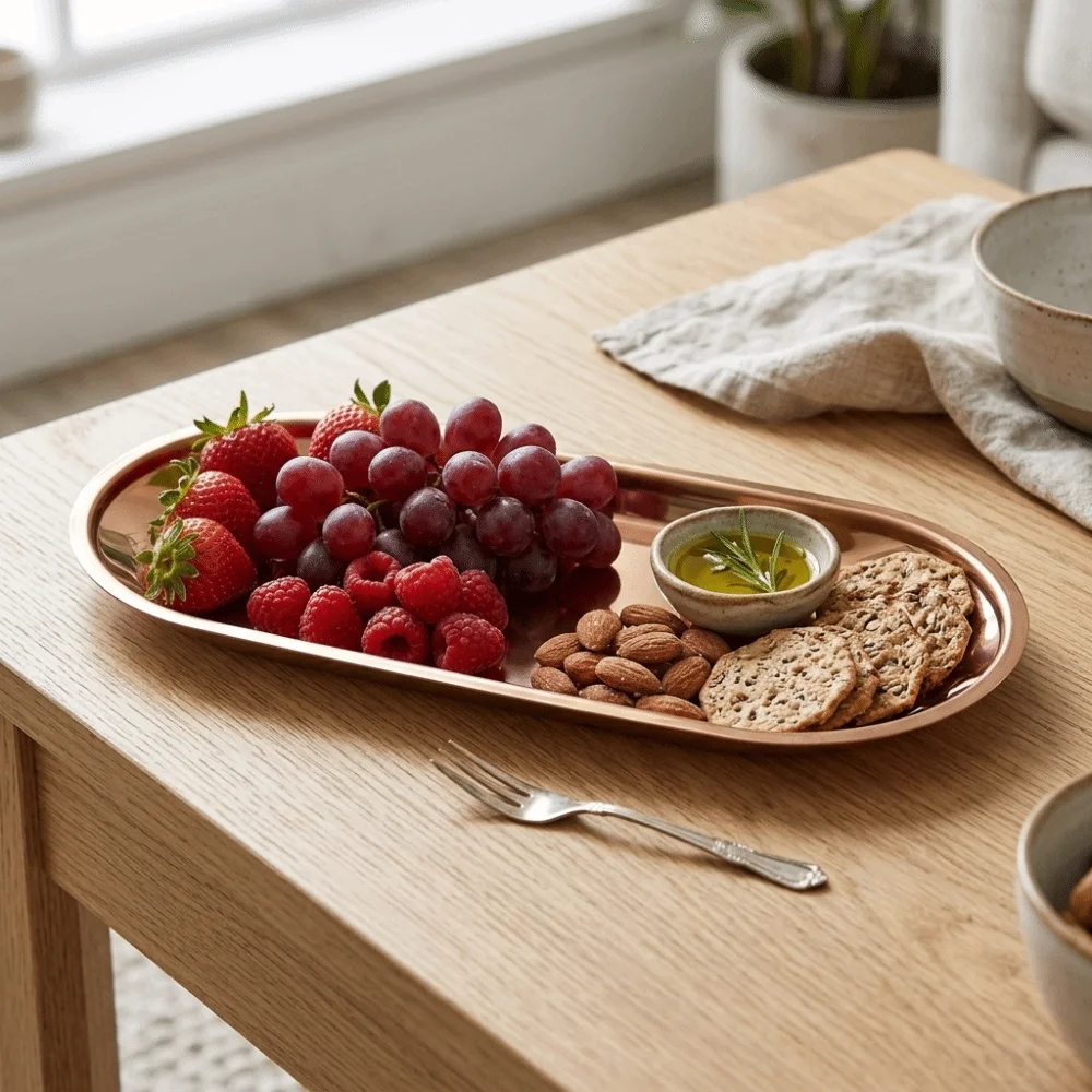 Rustless steel Towel Tray Oval Outline Raised Anti-spill Edge Storage Tray Thickened Anti-deform Polished Surface Serving Plate
