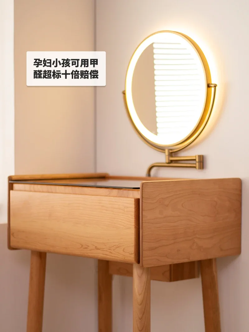 Mini dressing table, bedroom, solid wood dressing table, small and extremely narrow dressing table, Japanese style simple bedsid