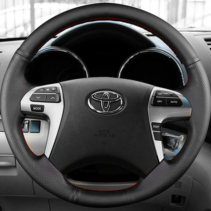 Car Steering Wheel Cover For Toyota Highlander Camry 2007-2011 Fortuner Hilux DIY Hand-Stitched Microfiber Leather