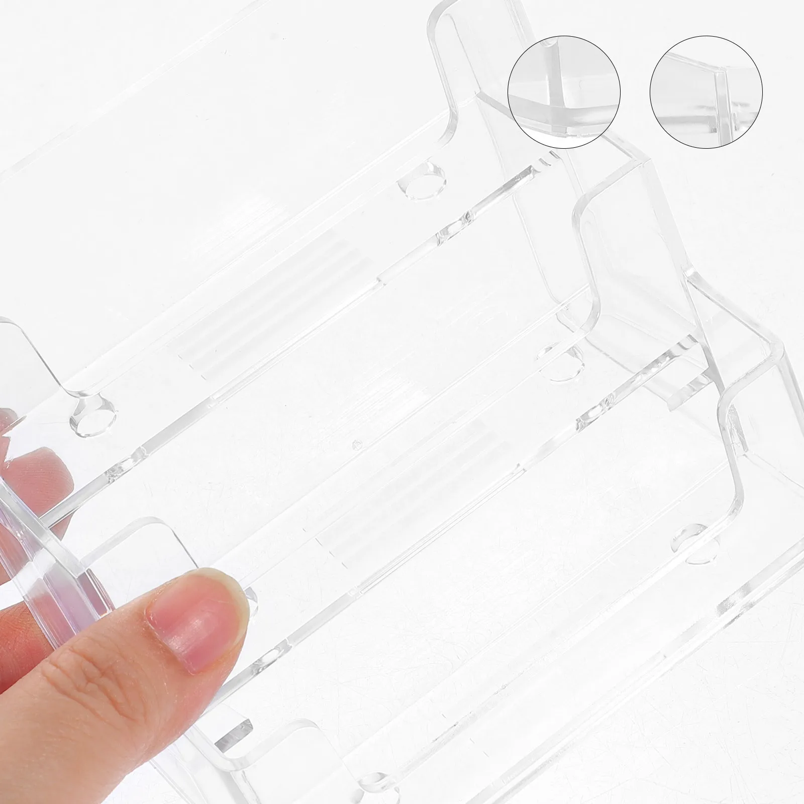 

Business Card Organizer Transparent Clear Container Tabletop Holder Non Slip Design Modern Sleek Office Desk Accessory