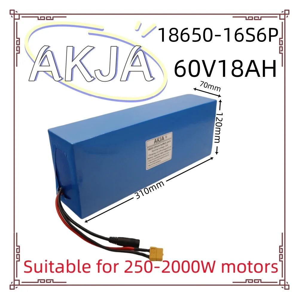 Air fast transportation New Full Capacity Power 18650 Lithium Battery 60V18ah Lithium Battery Pack 16S6P Suitable for 250-2000W