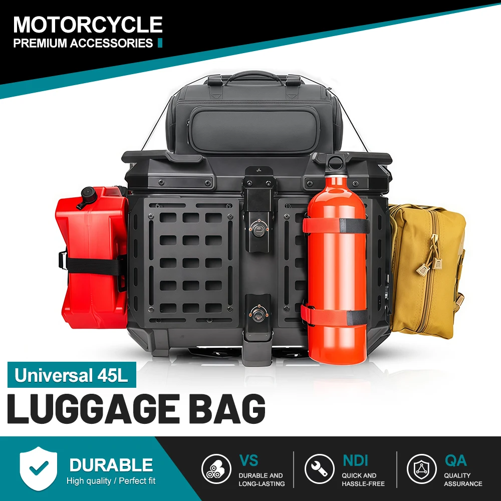 Universal 45L Motorcycle Rear Top Case Multifunctional Expandable Hard Luggage Box For Moto Travel Accessories